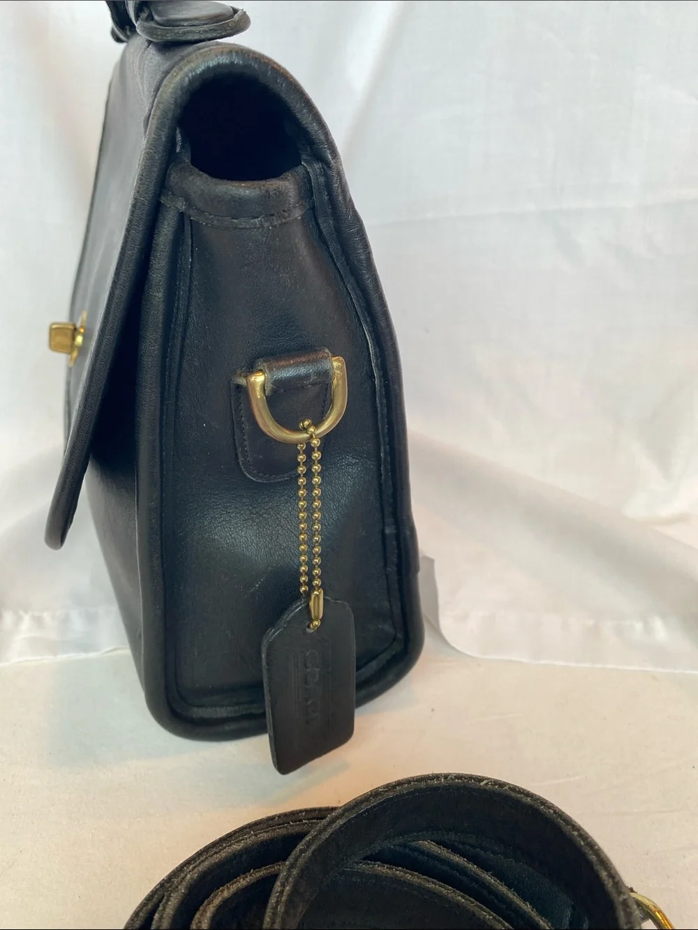 Coach 9870 Court Bag Classic Black Leather Top-Handle Crossbody Bag